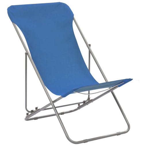 NNEVL Folding Beach Chairs 2 pcs Steel and Oxford Fabric Blue