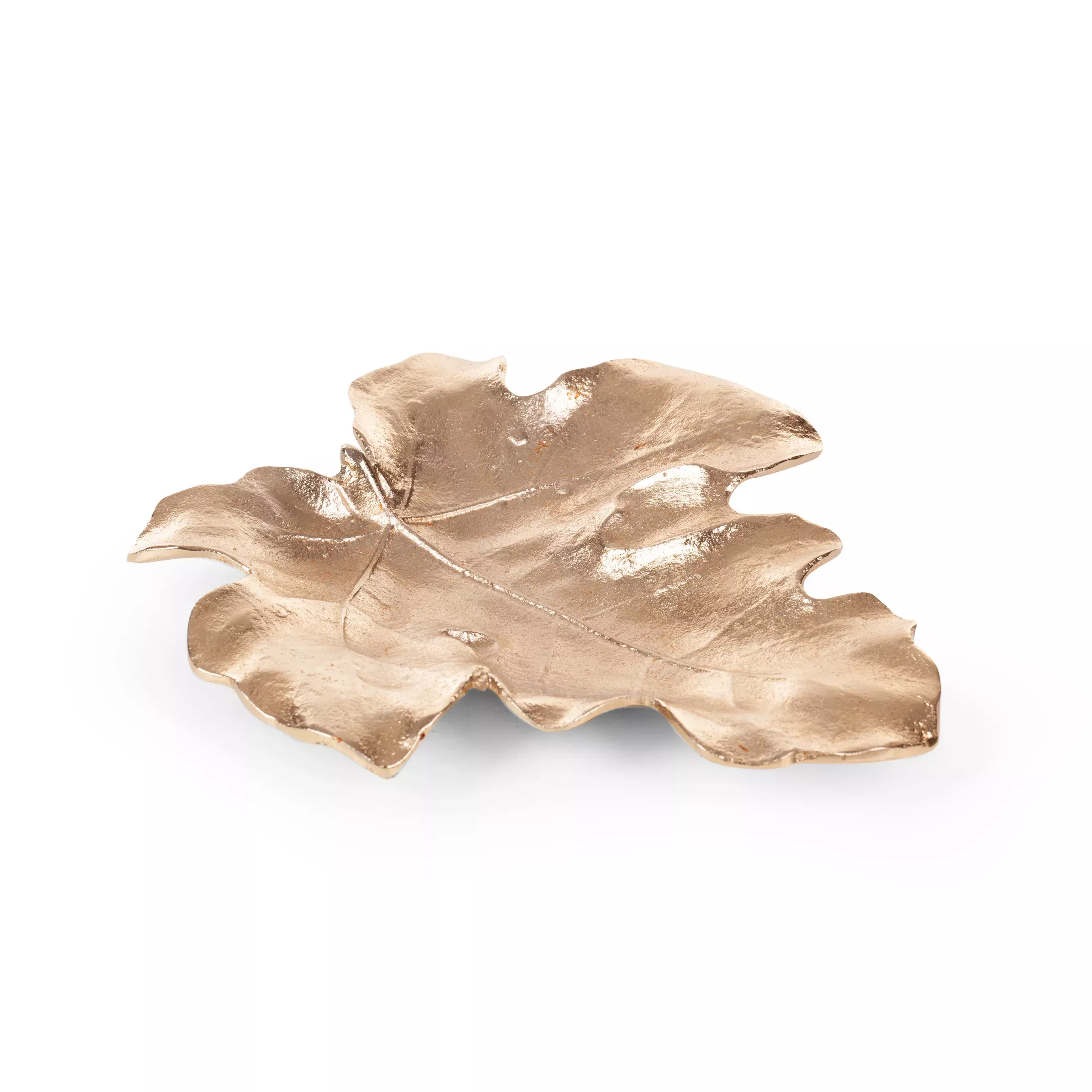 Patera metalowa złota o kształcie liścia 24x20x2 cm DALIA