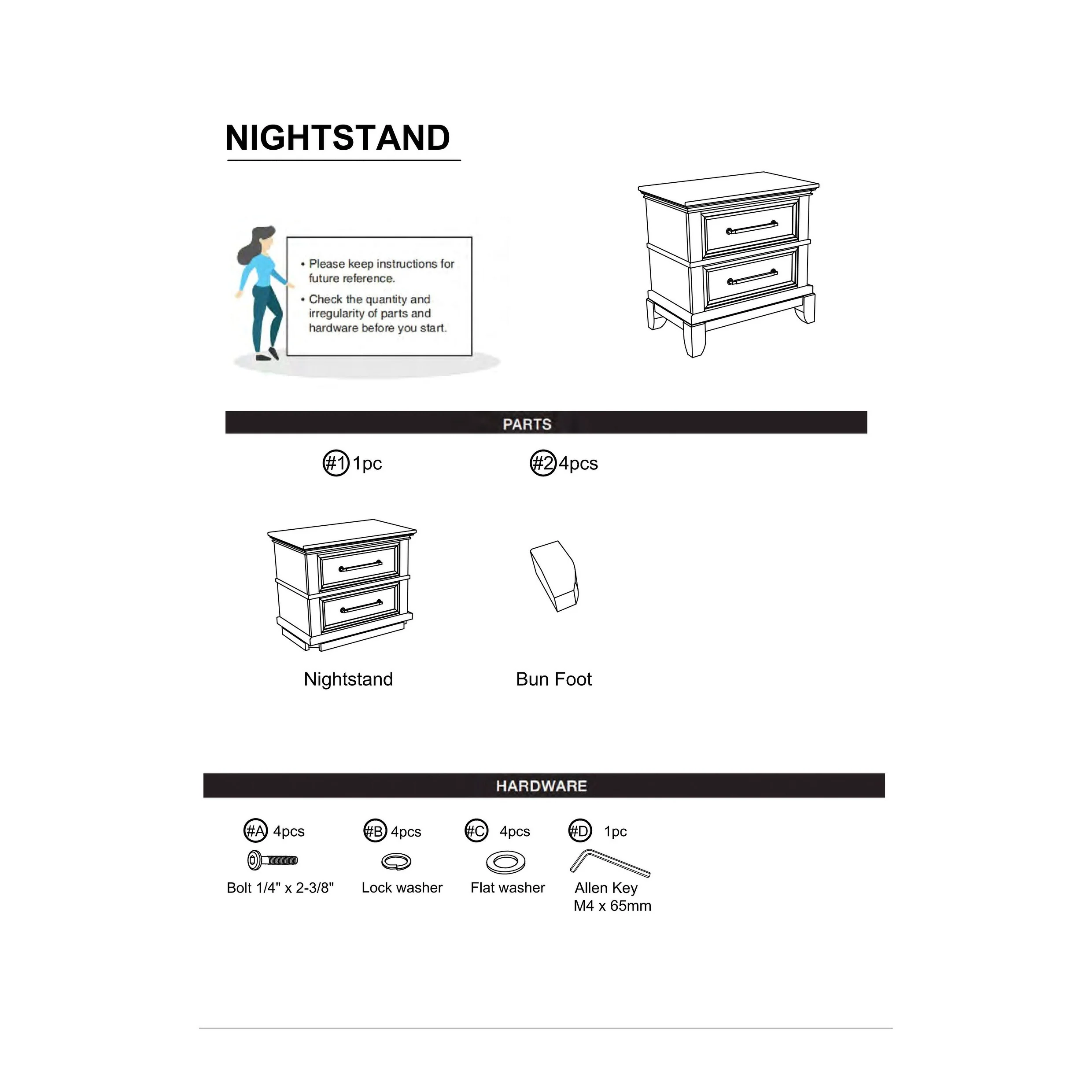 Contemporary 1pc Nightstand Solid Wood Veneer Pewter Bar Pulls Crown Molding Details Bedroom Furniture