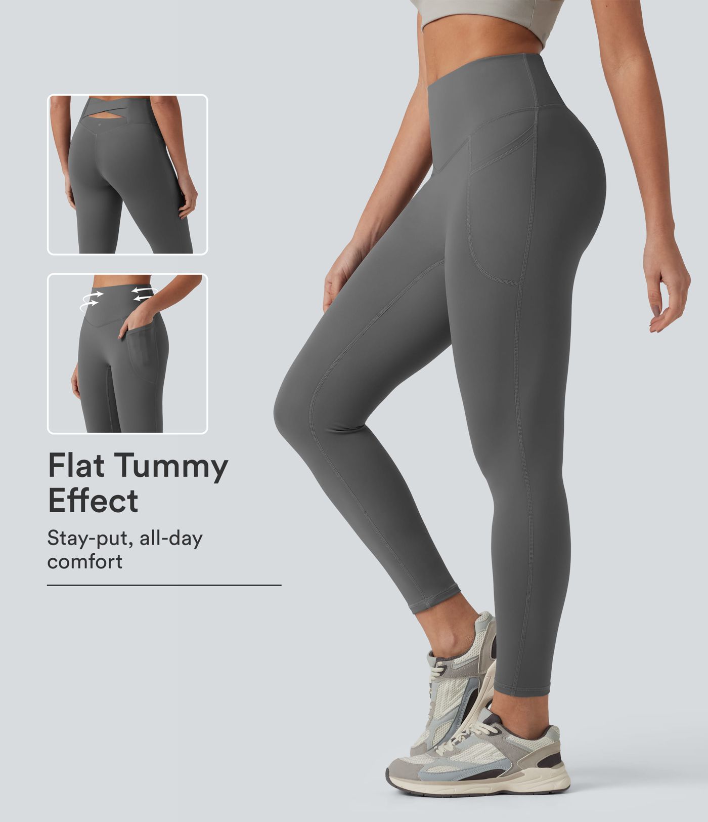 SoftlyZero™ Plush Legging de yoga 7/8 taille haute ventre plat dos croisé avec poches