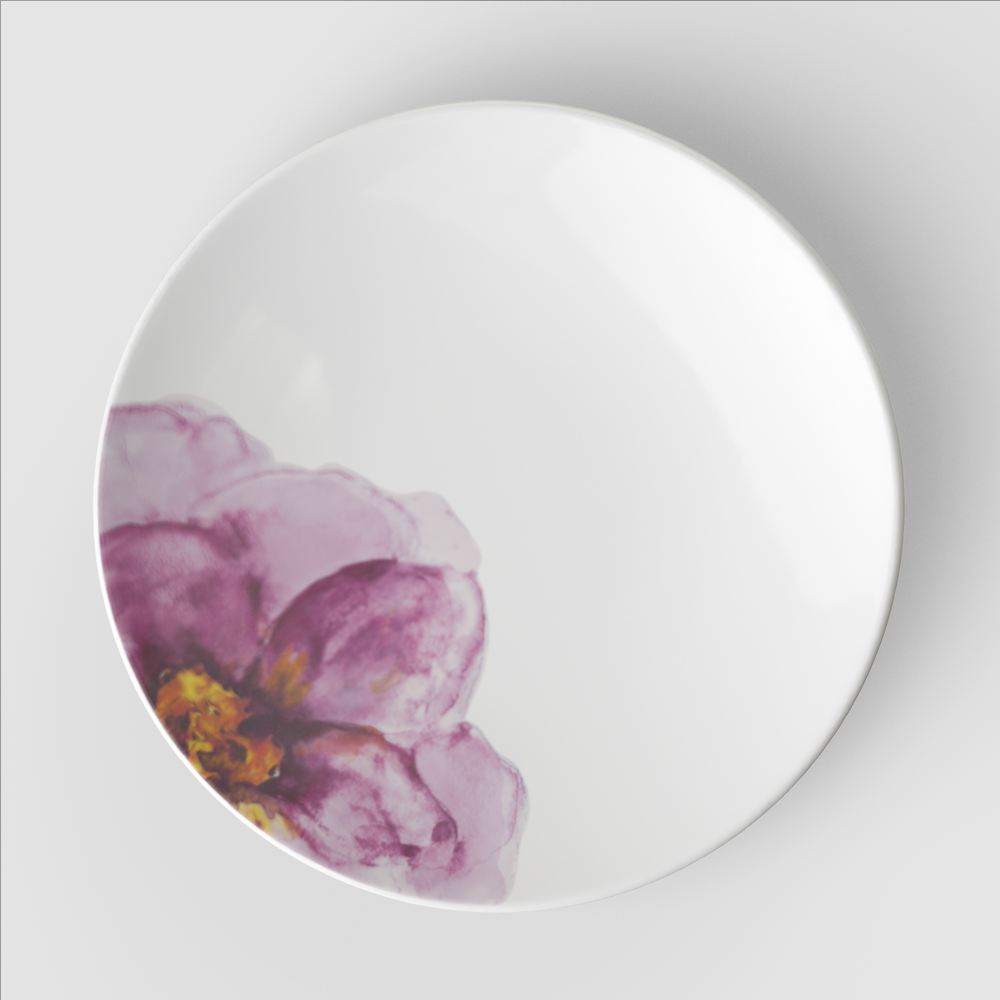 Rose Garden Salad/ Dessert Plate - Pink, 8.4'' x 8.4'', Premium Porcelain