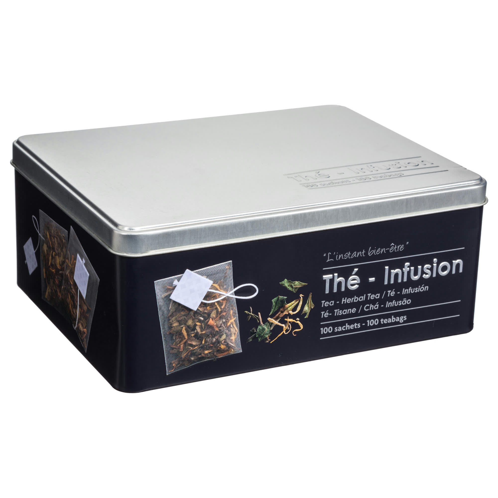 - Boîte à thé en métal noir - 100 sachets
