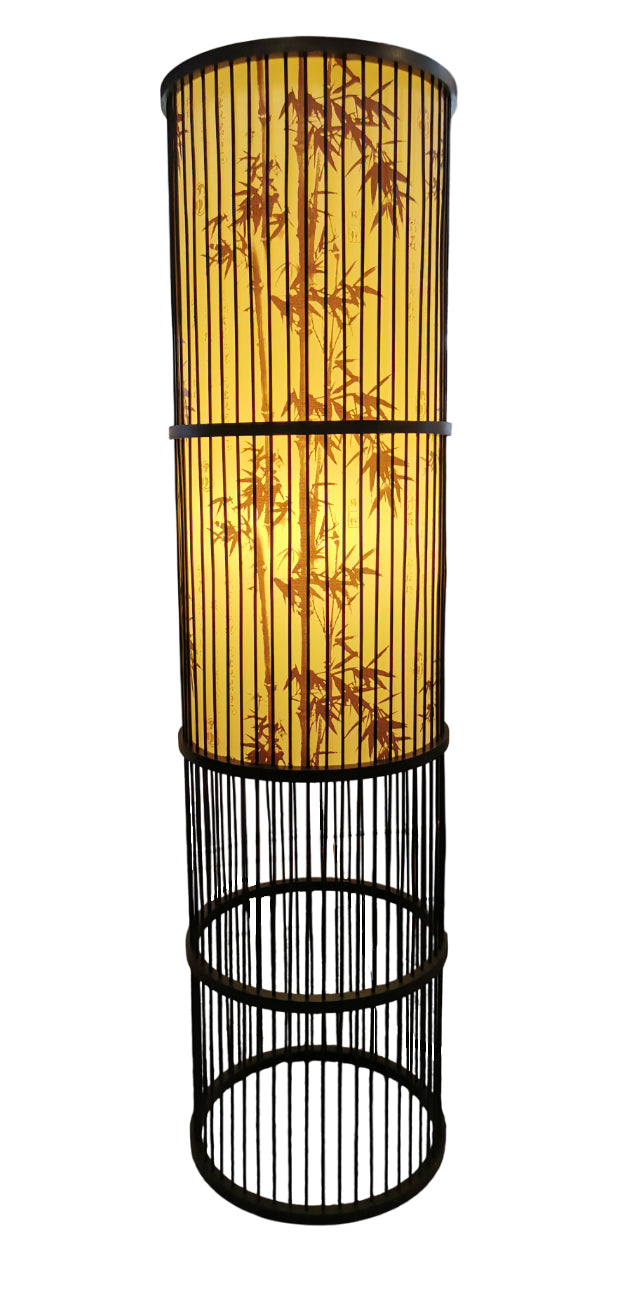 Fine Asianliving Bamboe Vloerlamp Zwart Handgemaakt -