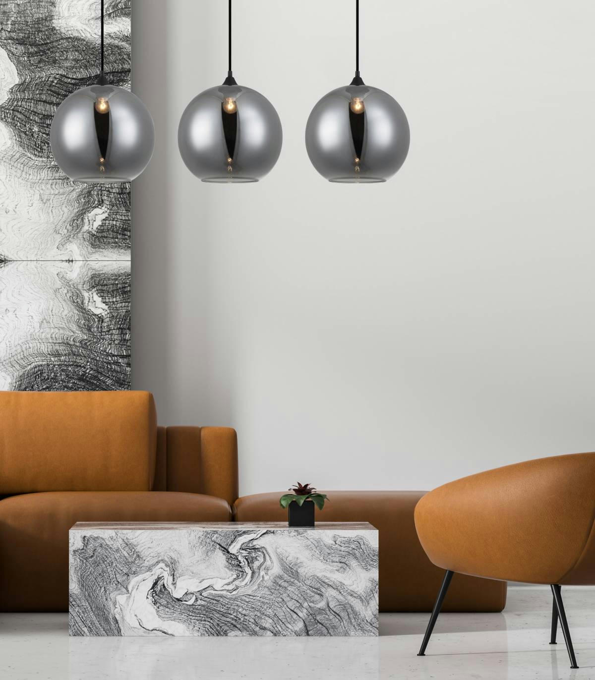 SHADOW - Suspension en verre gris d. 30 cm