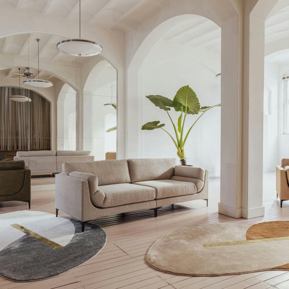 BALCONY - Canapé 3 places en tissu chiné beige