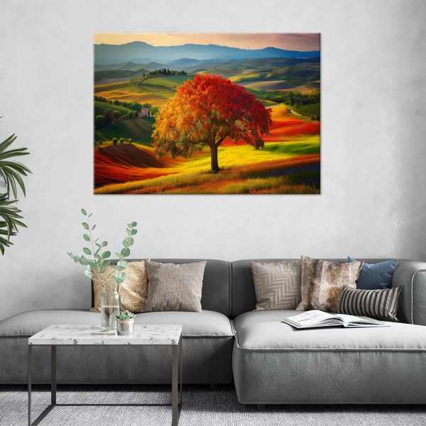 Feeby Obraz na płótnie, Toskania Krajobraz Drzewo Natura 60x40