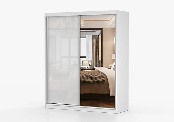 Armoire Nyméria 183 cm avec miroir - Blanc