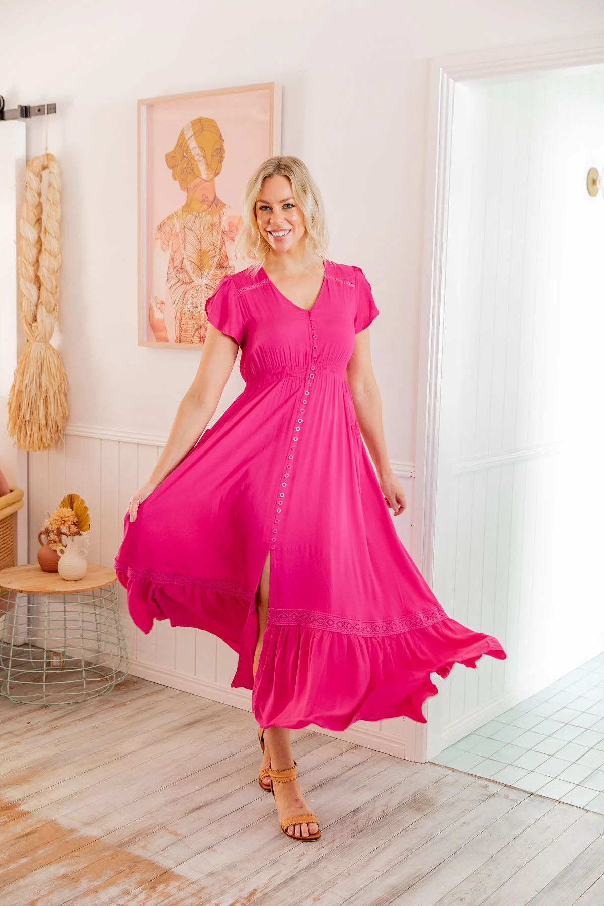 Shayla Maxi Dress in Fuchsia