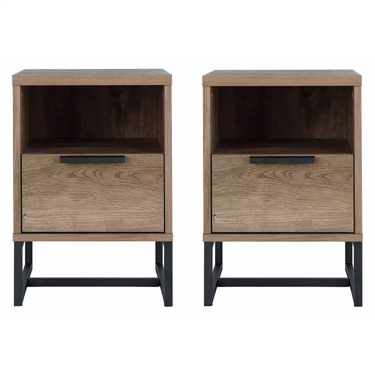 Habitat Nomad 1 Drawer Set of 2 Bedside Tables - Oak Effect