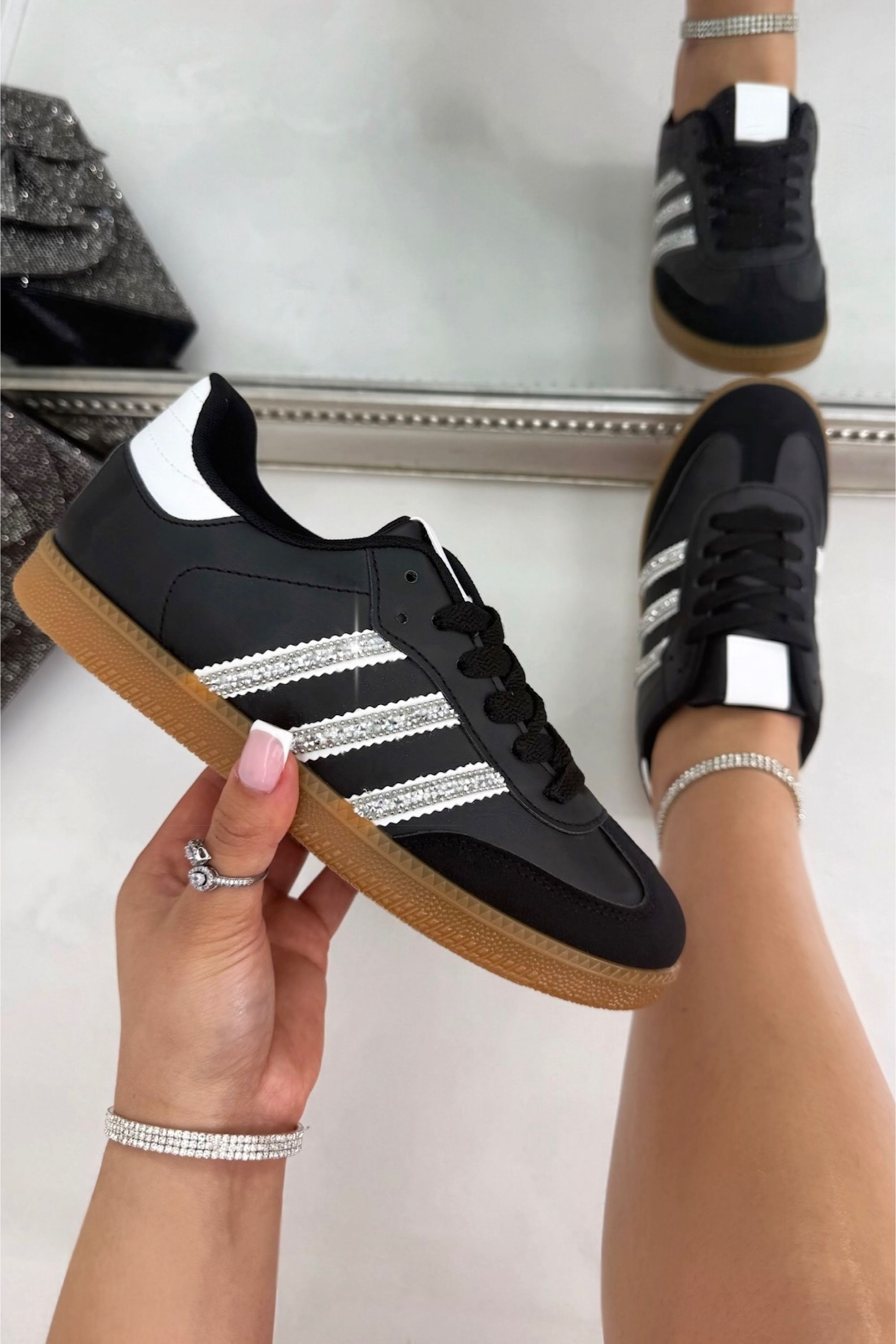 Love Lemonade Crystal Trio Stripe Trainers Limited Edition
