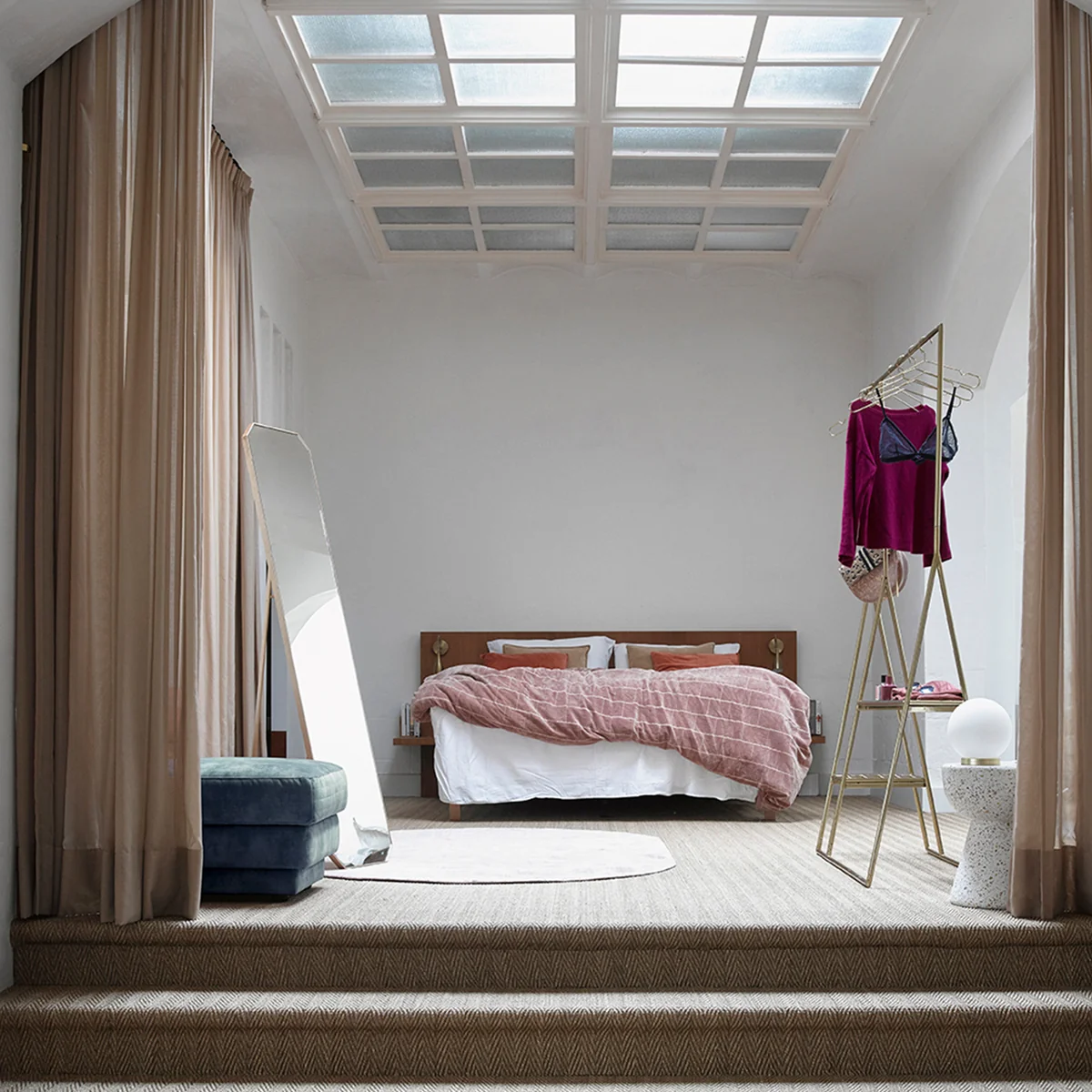 HKliving - Messing Standspiegel, 42 x 175 cm