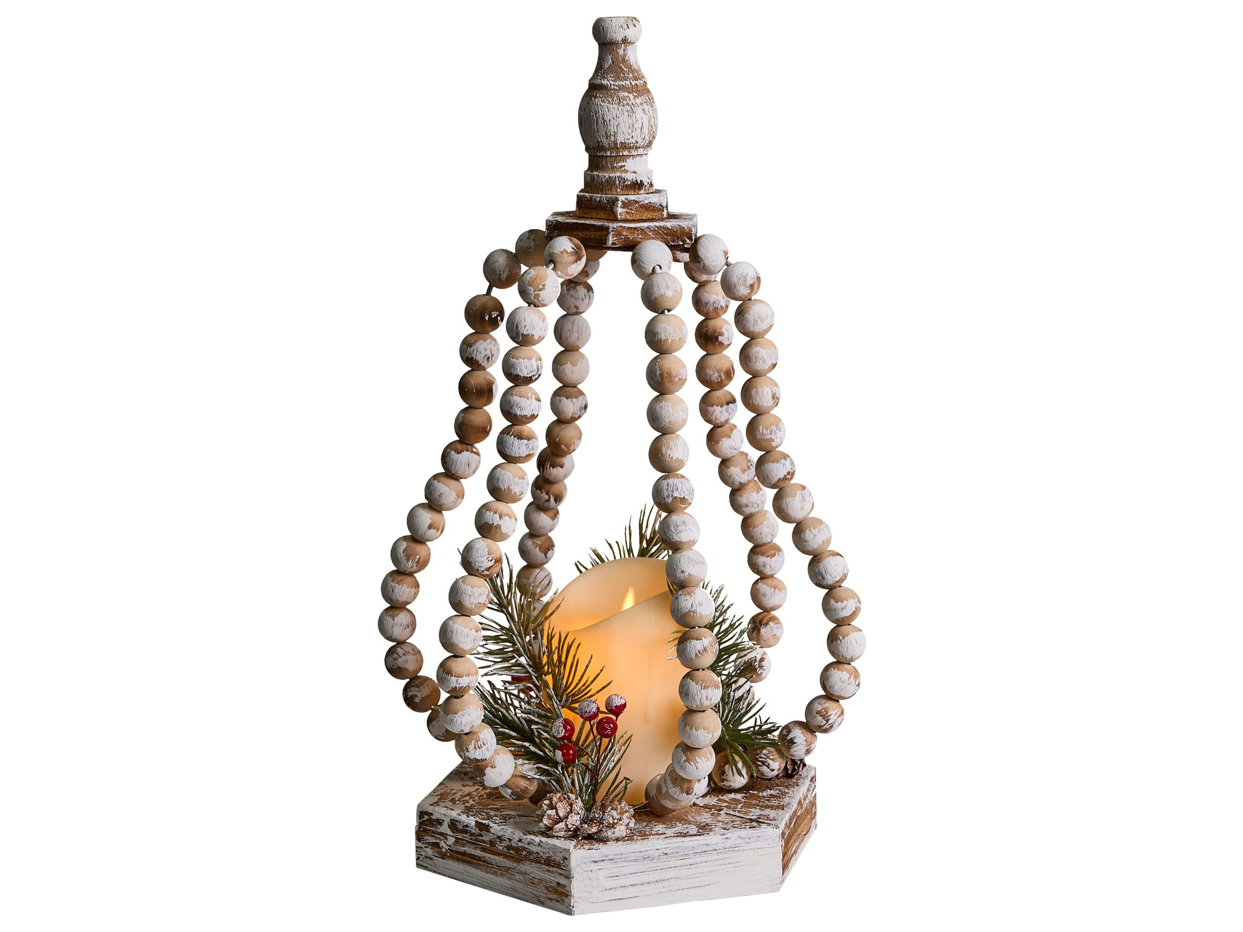 Dekoracja świąteczna LED lampion jasnobrązowa