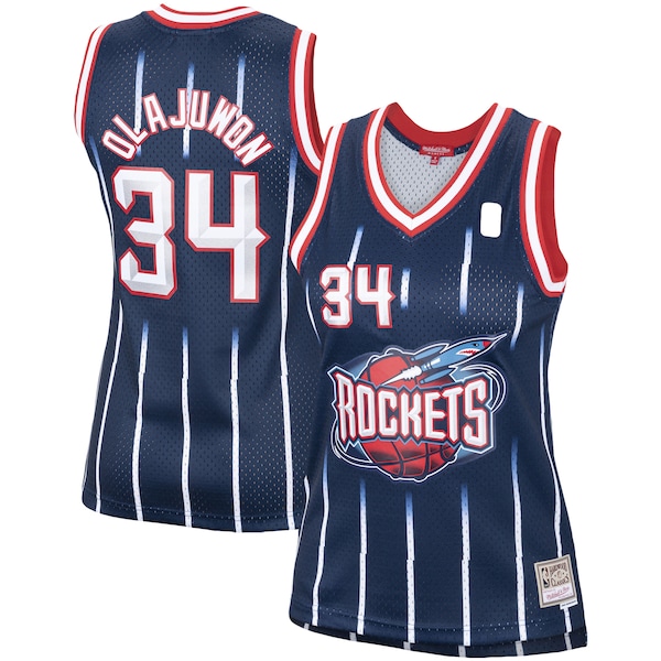 Hakeem Olajuwon Houston Rockets Women's  Hardwood Classics Swingman Jersey - Navy/Red