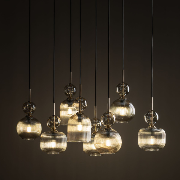 Lampa Wisząca Tk Lighting Sophia Kaskada 8Xe14 Klosze Koniakowe Ryflowane