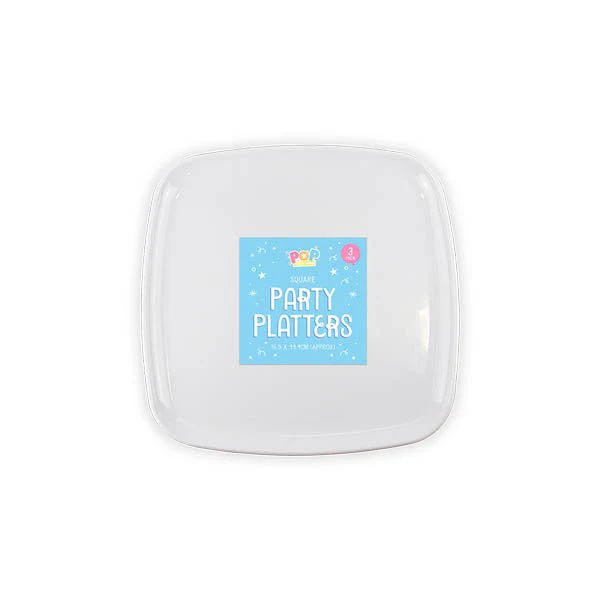 Pop Party Square Party Platters 3 Pack