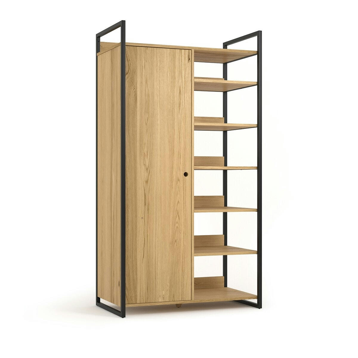 Module armoire 1 porte penderie 6 étagères HIBA