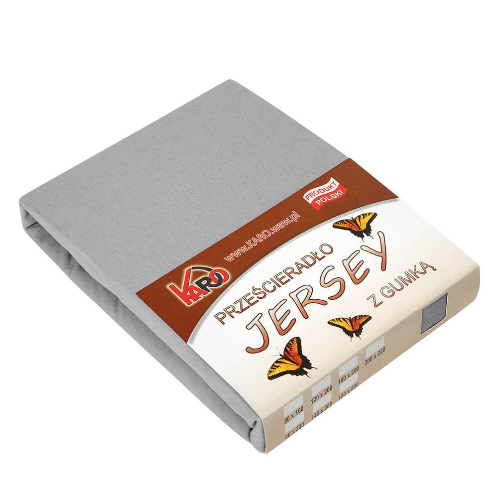 Prześcieradło jersey z gumką 200x200 szare 060 KARO