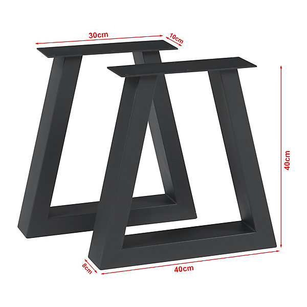 Lot de 2 pieds de table Greiling acier 40 x 40 cm noir en.casa