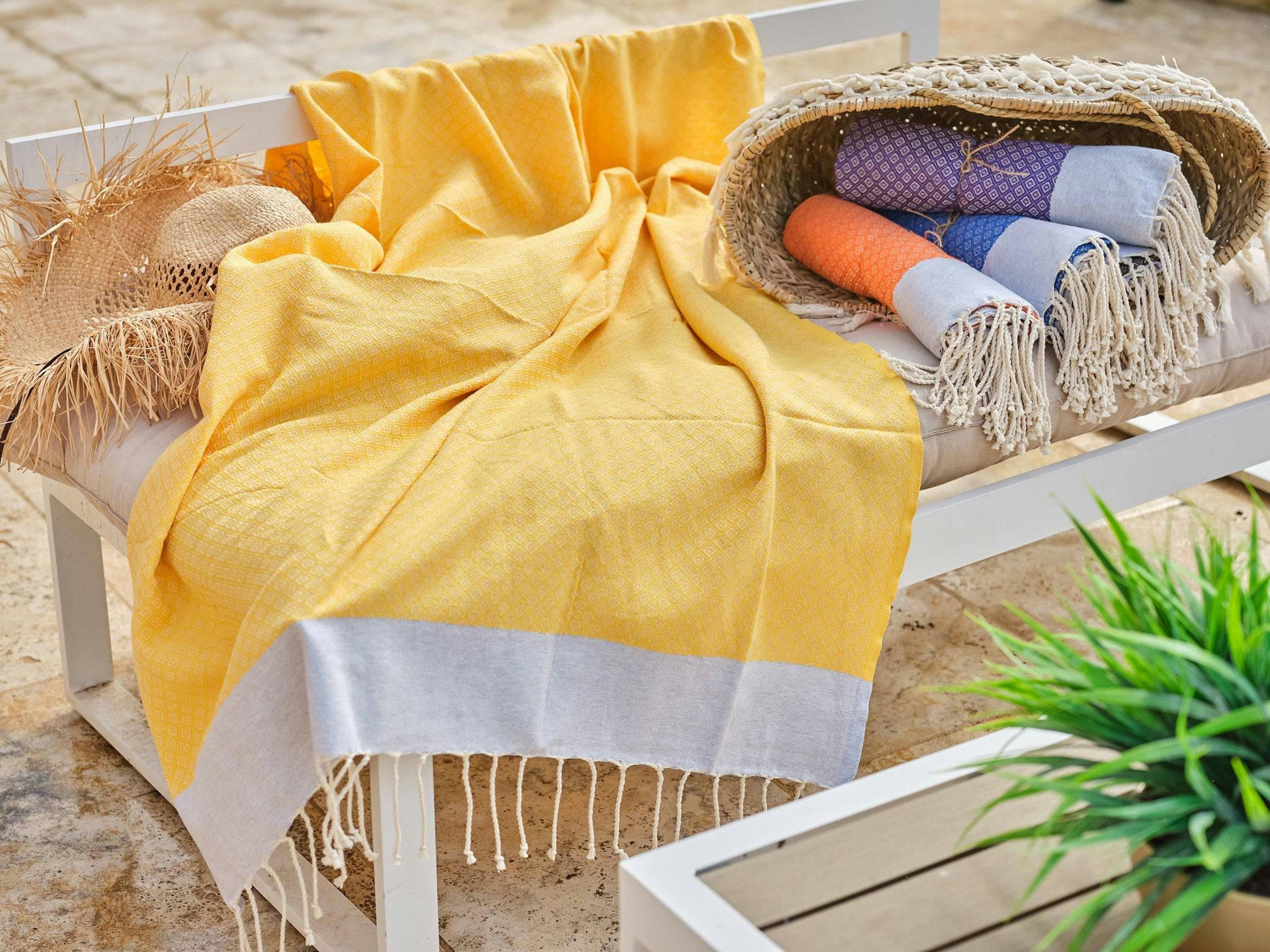 - Fouta en coton 100x200cm jaune