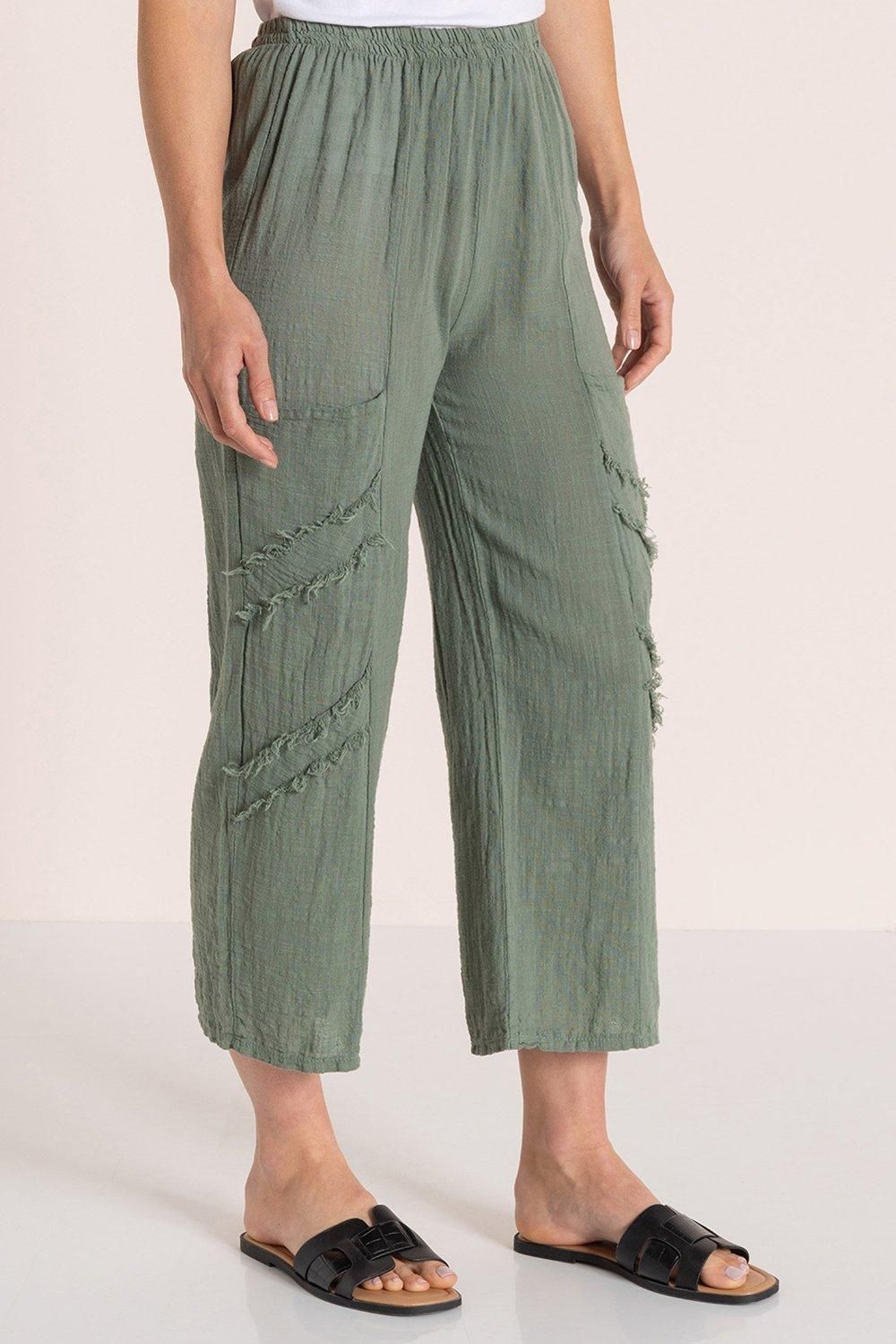 Klass. Wide Leg Cropped Cotton Trousers