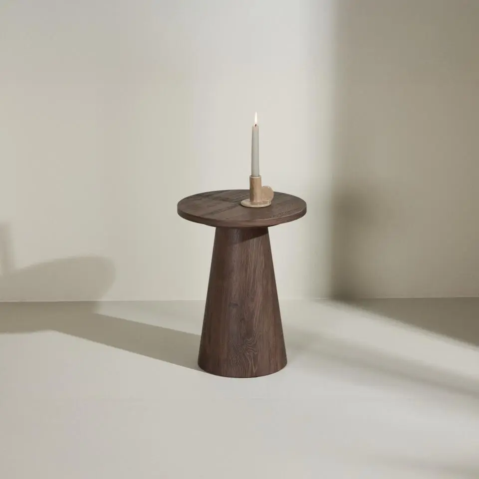 Bijzettafel Rond - Donkerbruin MDF - 35x35x45cm - Lanzo