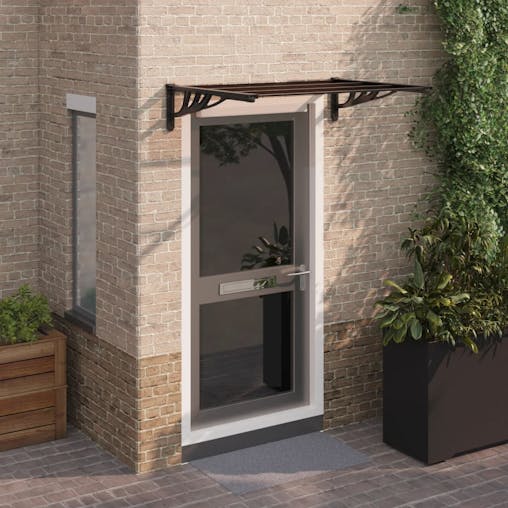 NNEVL Door Canopy Black 122x90 cm Polycarbonate