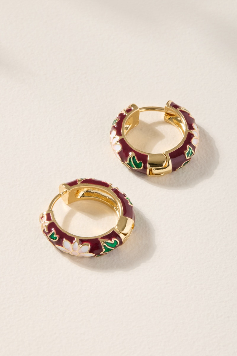 Kristi Floral Enamel Hoop Earrings