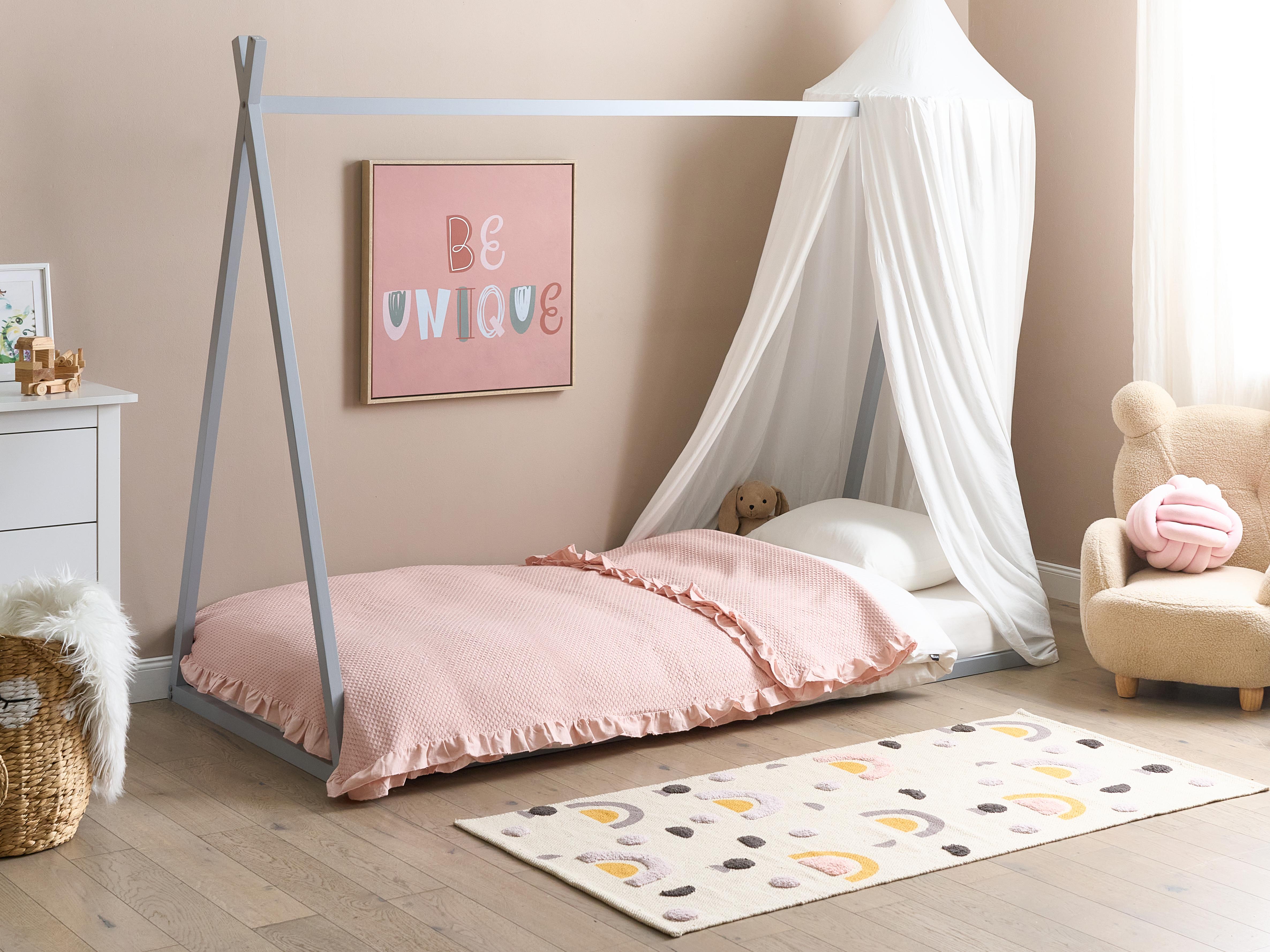 Kids Bed Teepee Pine Wood SAURAT 90 x 200 cm (EU Single) Grey