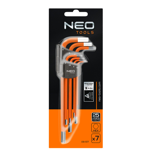 Klucze sześciokątne 1.5-6 mm, 7 szt. NEO 09-517