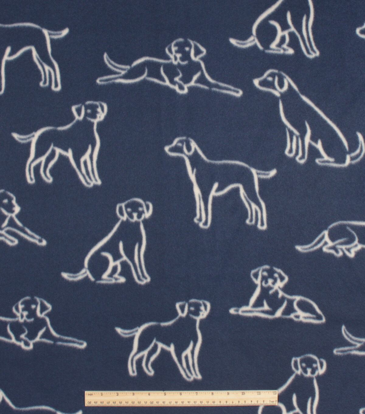 Navy Dog Blizzard Prints Fleece Fabric
