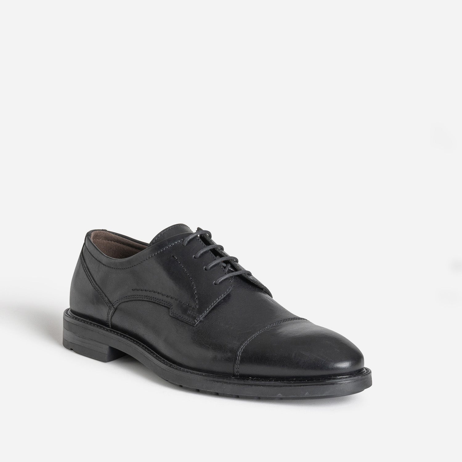 Derby noir cuir bout droit