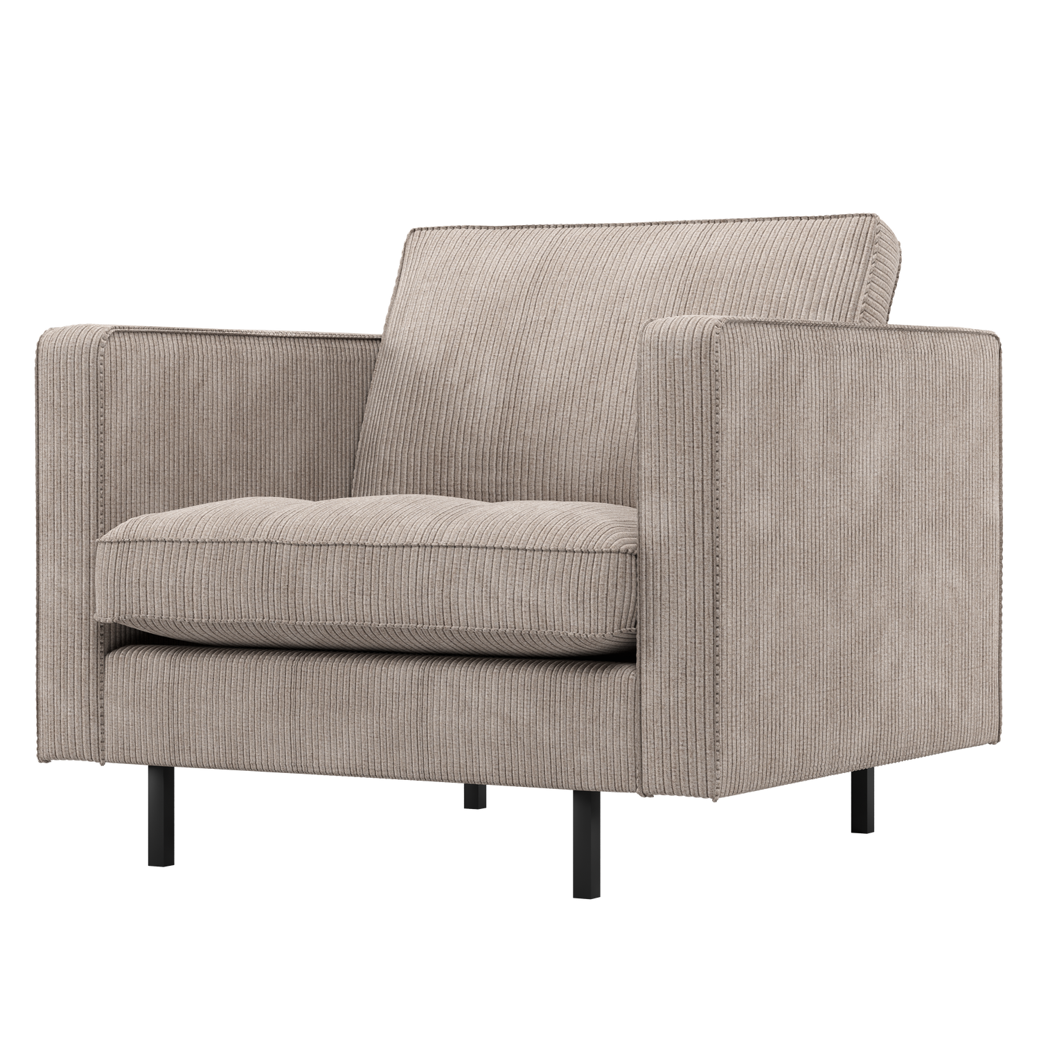 WOOOD classic fauteuil Rodeo - Ribstof - Donkerzand - 83x98x88