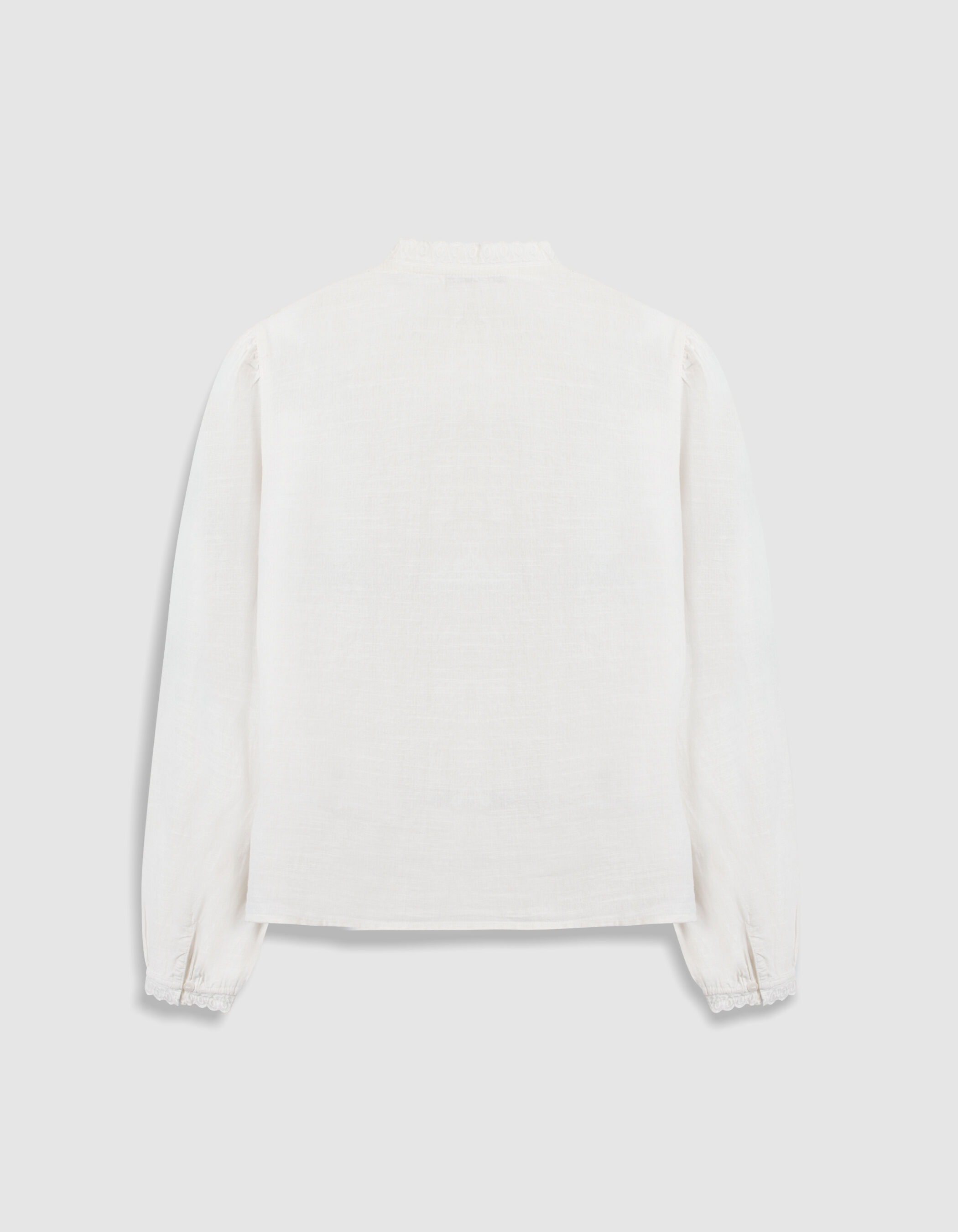 Blouse blanche broderies et plis plats Femme