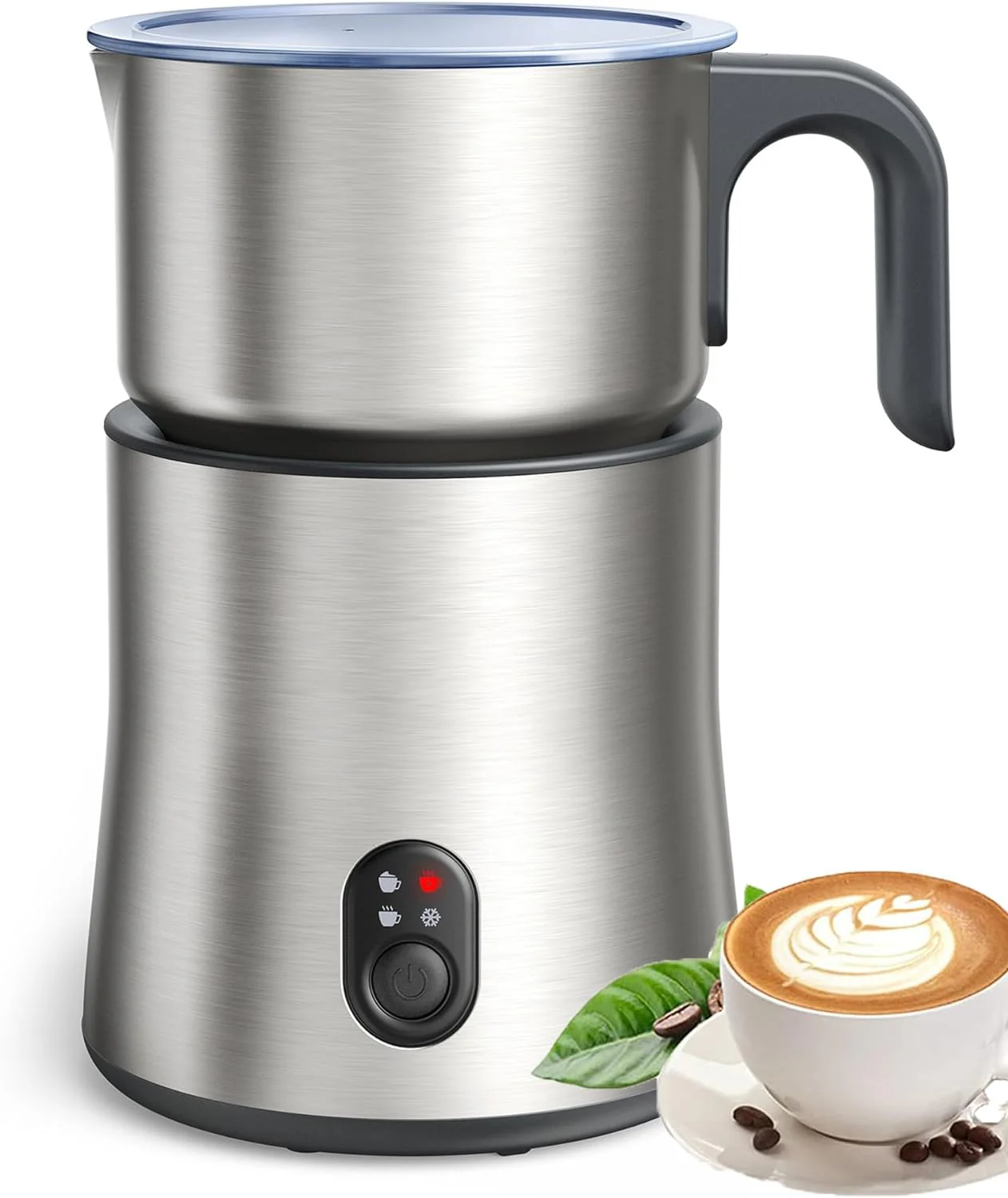 Milk Frother and Steamer, 4 IN 1 Frother for Coffee 16.9OZ, Hot Chocolate Maker, Detachable Milk Warmer, Hot/Cold Foam Maker, Dishwasher Safe, Frother for Coffee, Latte, Cappuccino