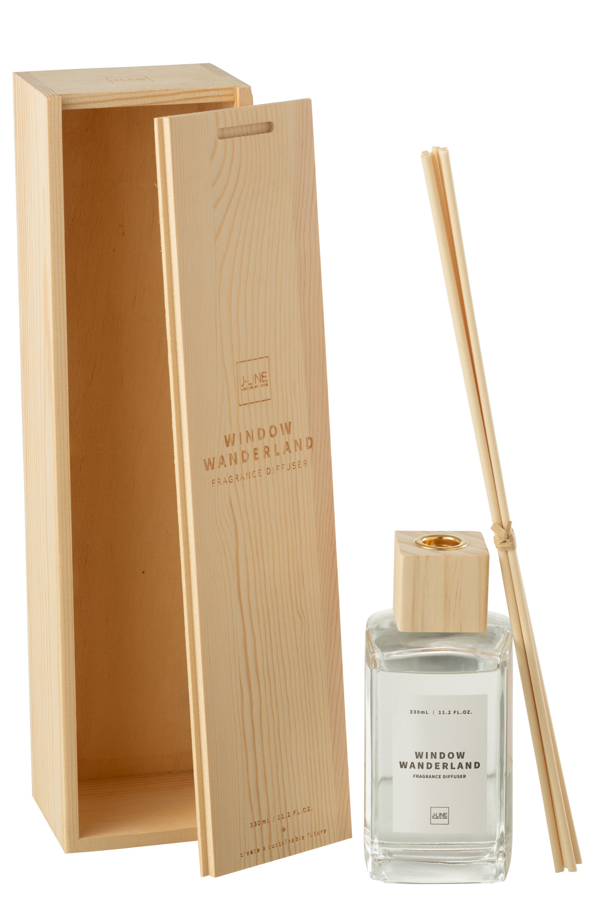 J-Line geurolie + stokjes - Window Wanderland - transparant - large