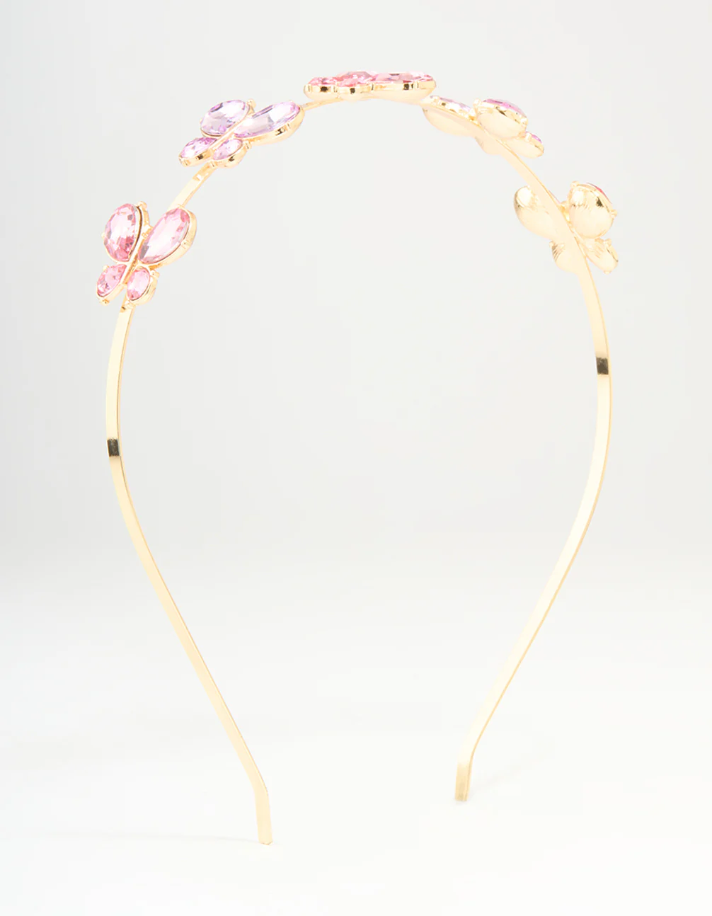 Kids Gold Pink Butterfly Headband