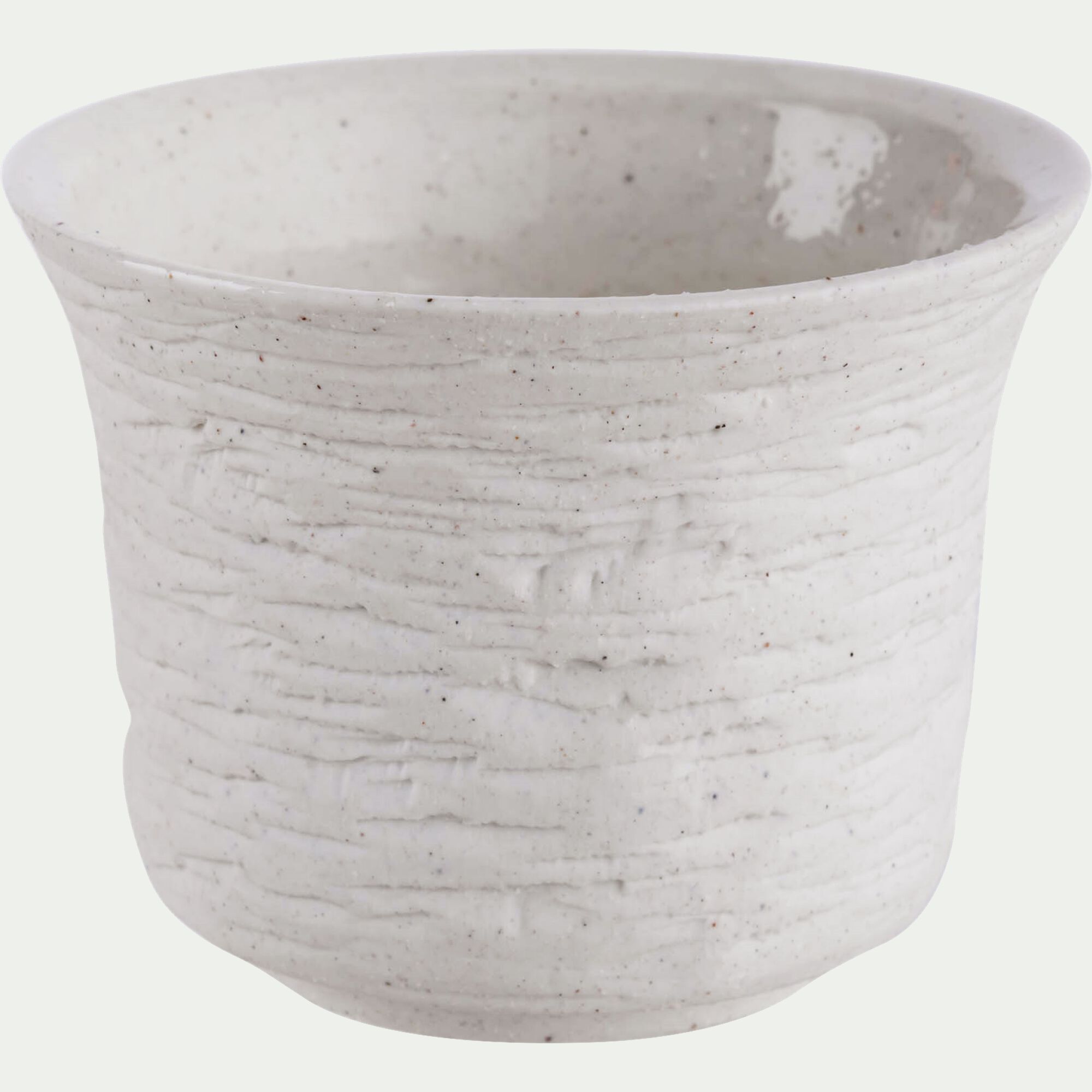 STUDEN - Petit vase en grès strié H7,8cm - blanc