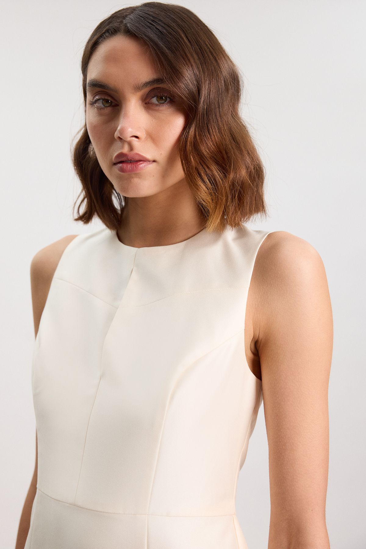 KarenMillen Tailored Satin Keyhole Cut Out Midi Dress