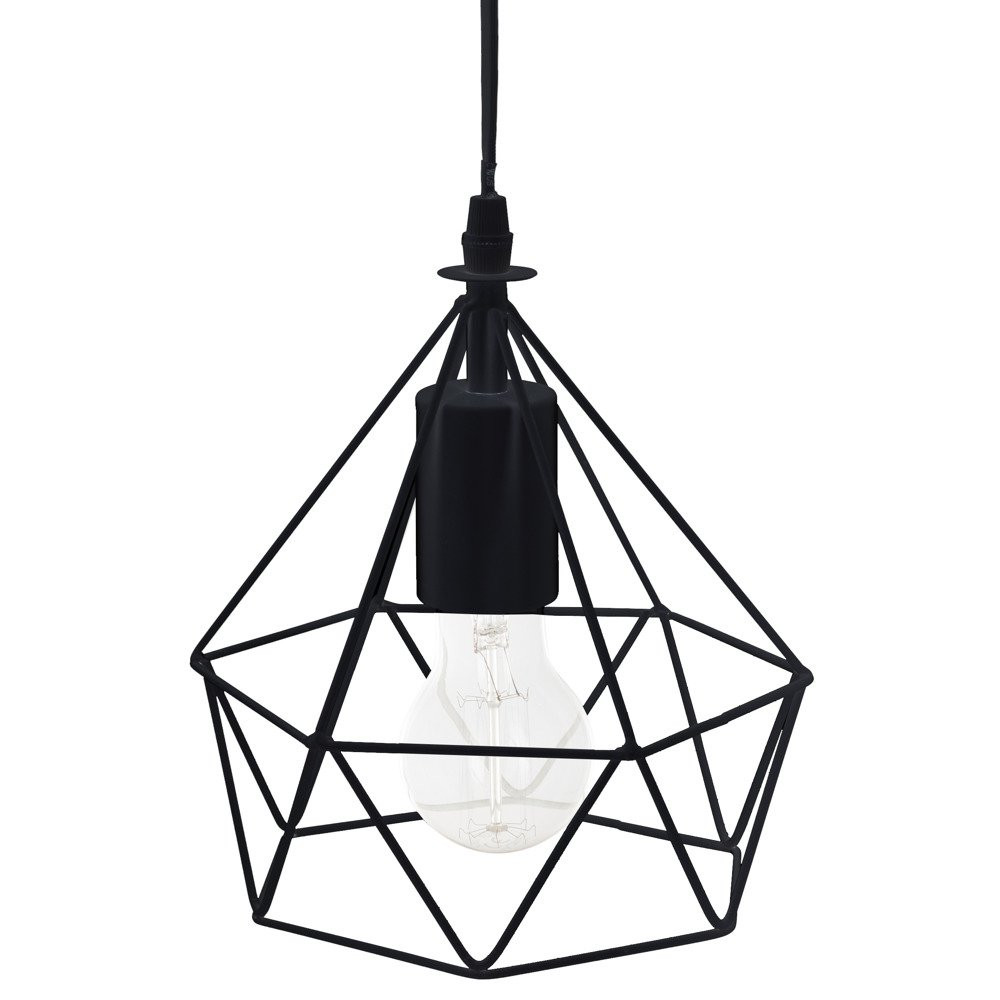 Lampa sufitowa modna wisząca z ażurowym kloszem z metalu idealna do loftów.