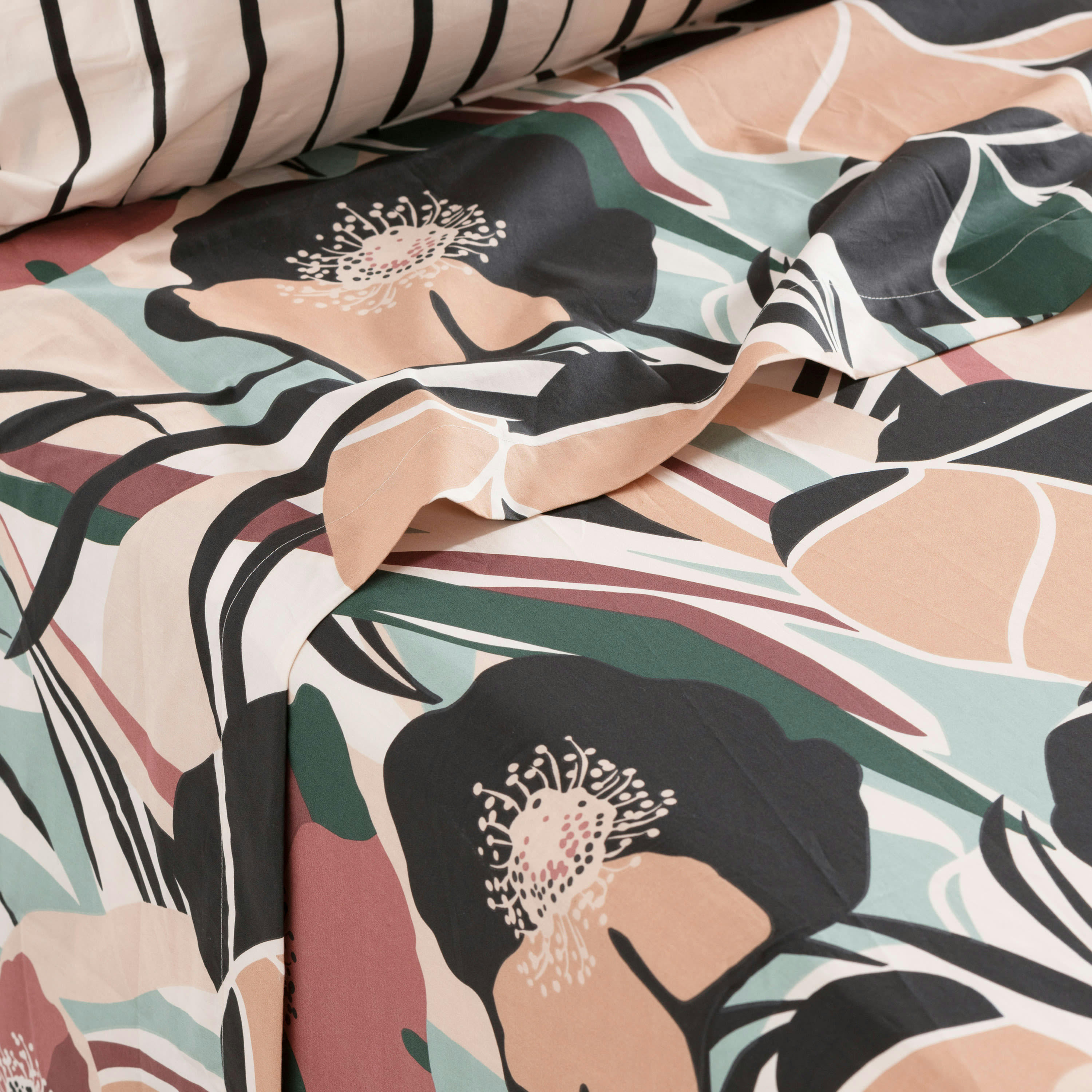 GISELE - Drap de lit imprimé vert 270 x 300 cm