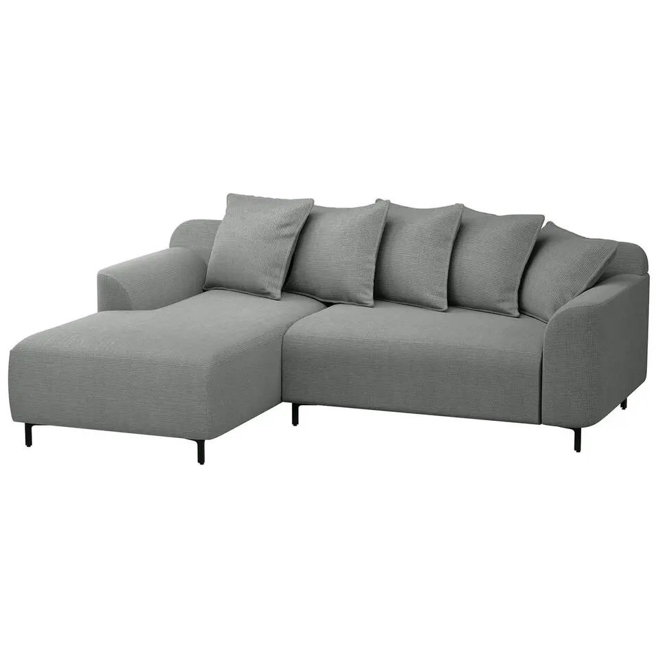 Bank Elsa met chaise longue links - stof Eden - grijs