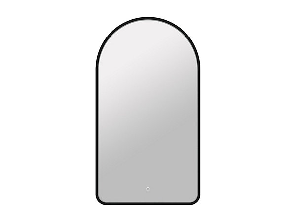 Miroir de salle de bain lumineux en arche anti-buée avec bouton tactile - Contour noir mat - 50 x 90 cm - VIANORIA