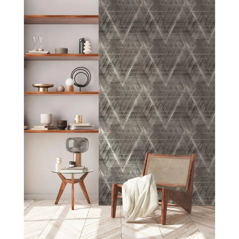 Livingwalls behang grafisch motief zwart en goud - 53 cm x 10.05 m