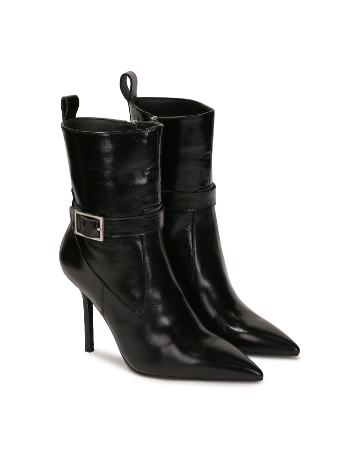 Elegant black boots on a thin stiletto heel