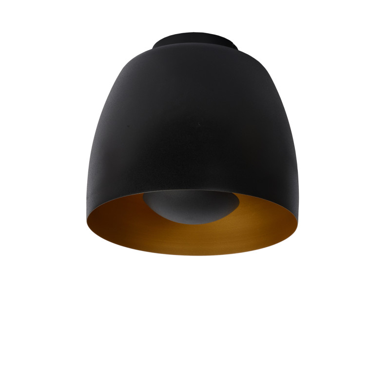Plafonnier Nolan noir et or Ø 24 cm E27 60 W LUCIDE