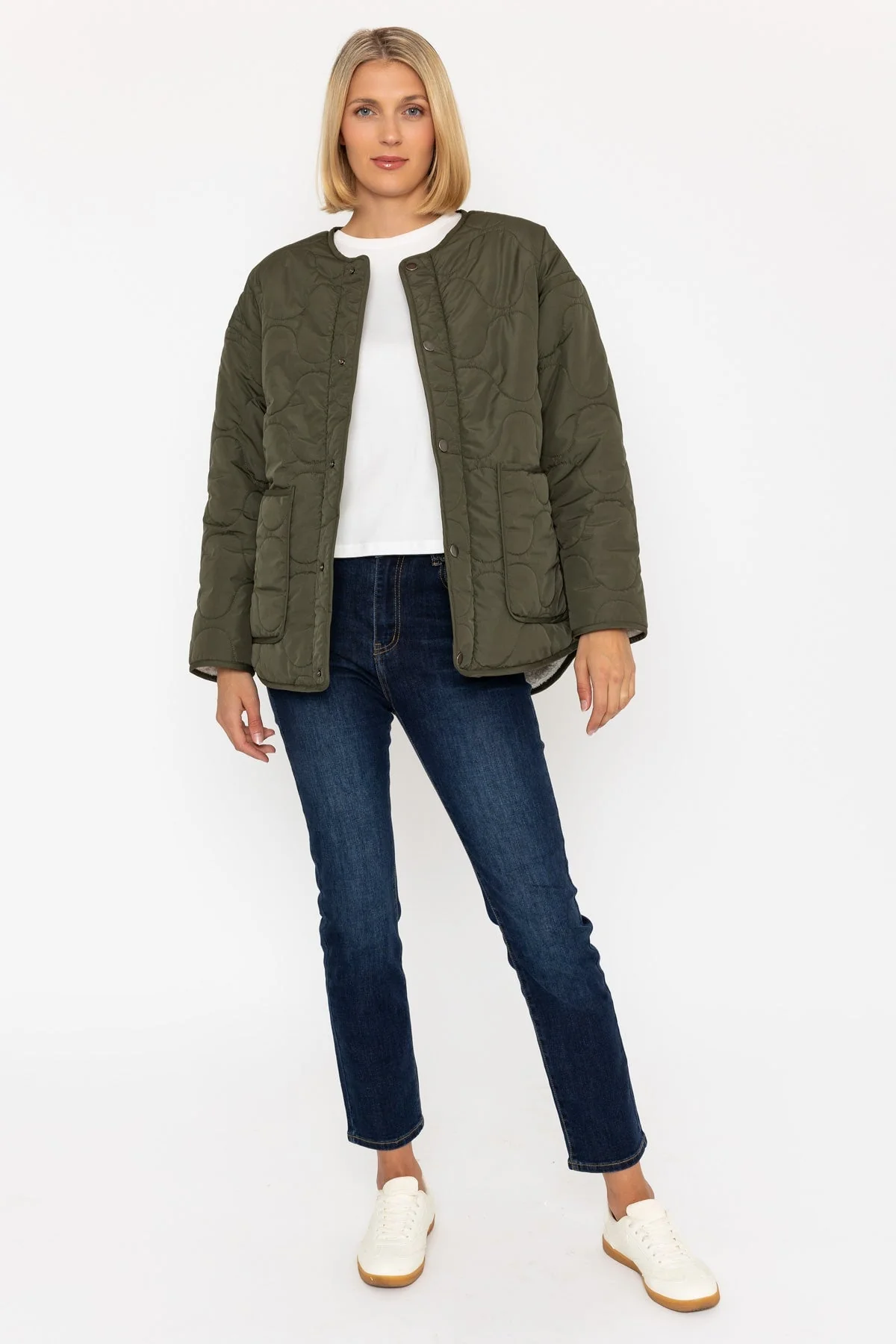 Reversible Quilted & Fleece Jacket in Khaki