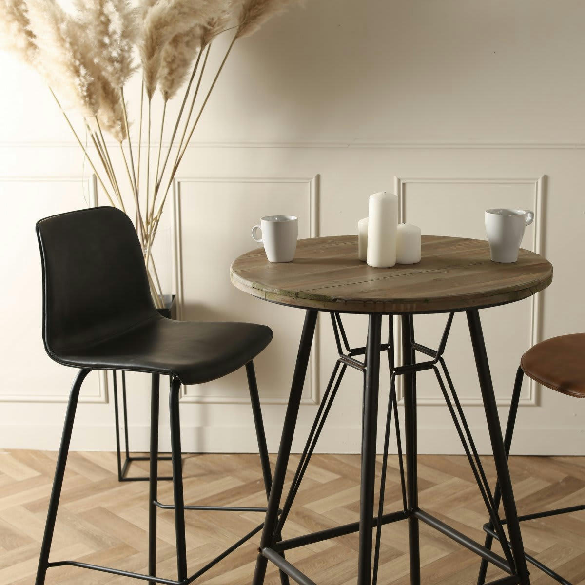 BILBAO - Lot 2 tabourets industriels en simili gris