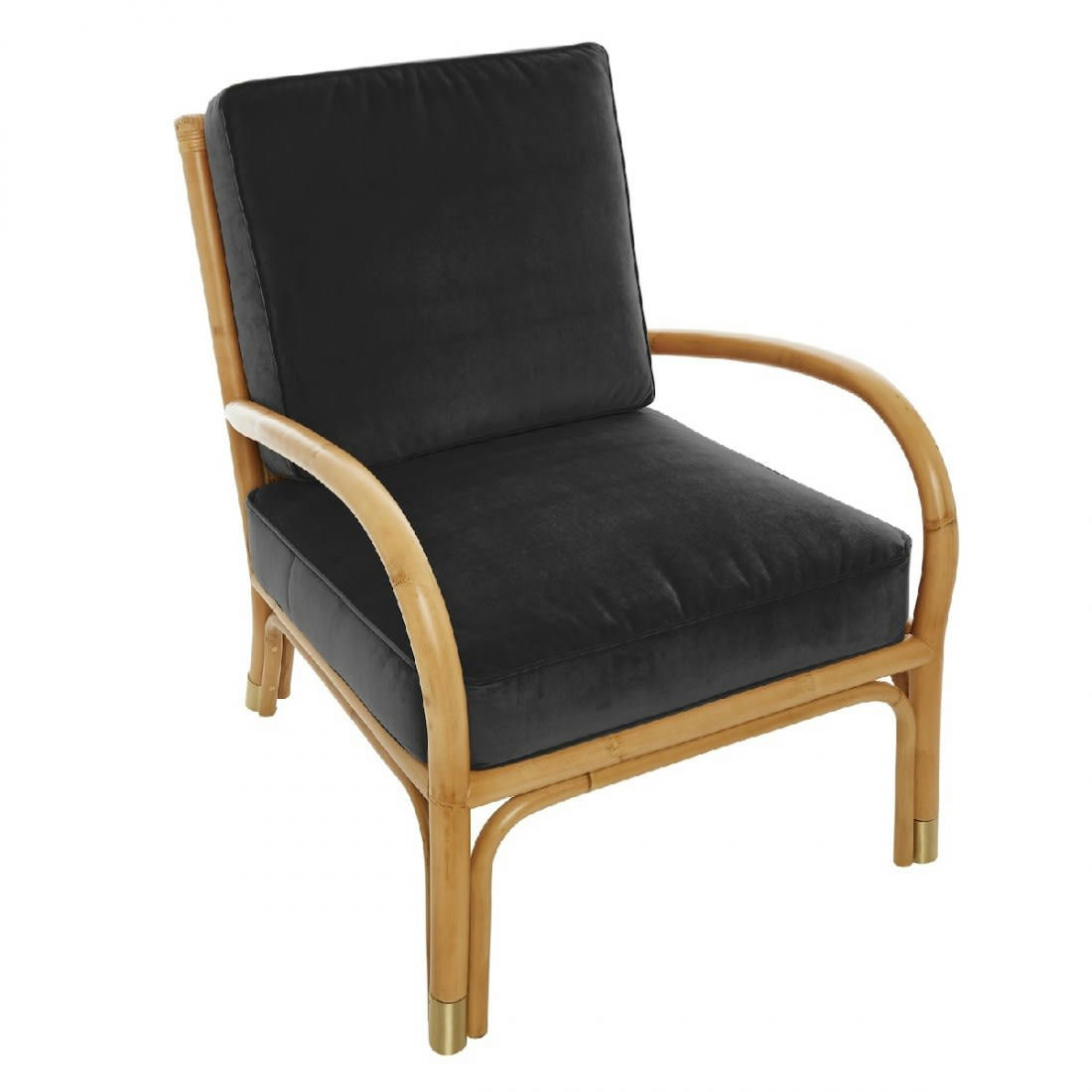 RIVIERA - Fauteuil rotin et velours