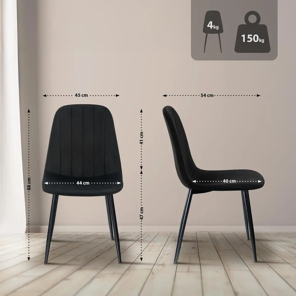 CLP Eetkamerstoel Baxter zwart Frame - Metaal - zwart