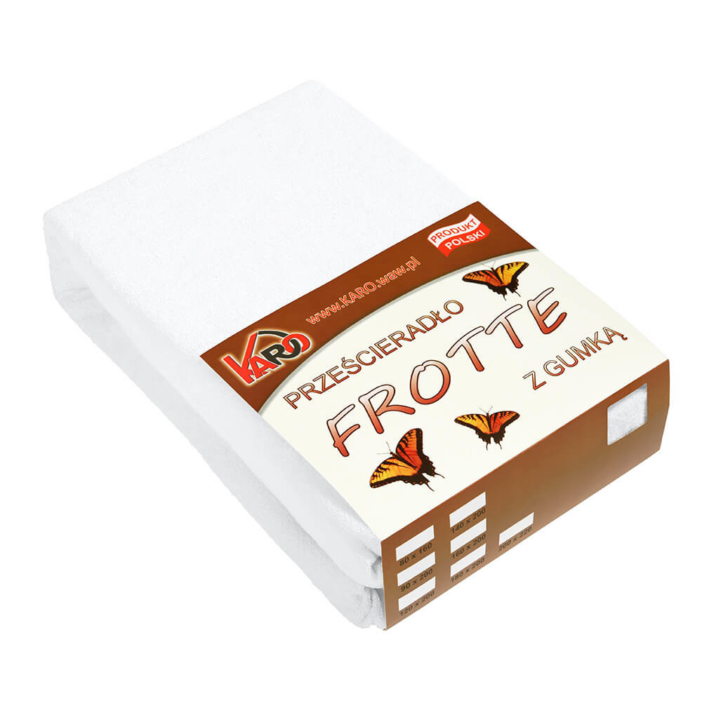 Prześcieradło frotte z gumką 60x120 białe 001 KARO